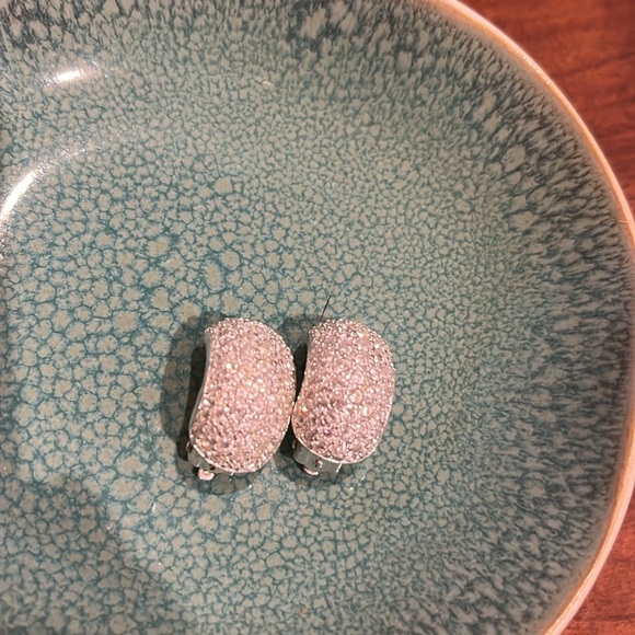 Carolee Vintage Sparkly Crystal Silver Cuff Style Clip on Earrings - Picture 2 of 14